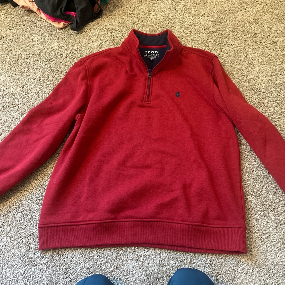 IZOD Men's Red Quarter-Zip Sweater